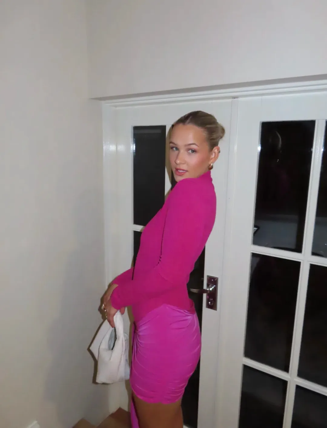 With Harper Lu Textured Wrap Dress Pink Size 12  for rent on The Volte - main image