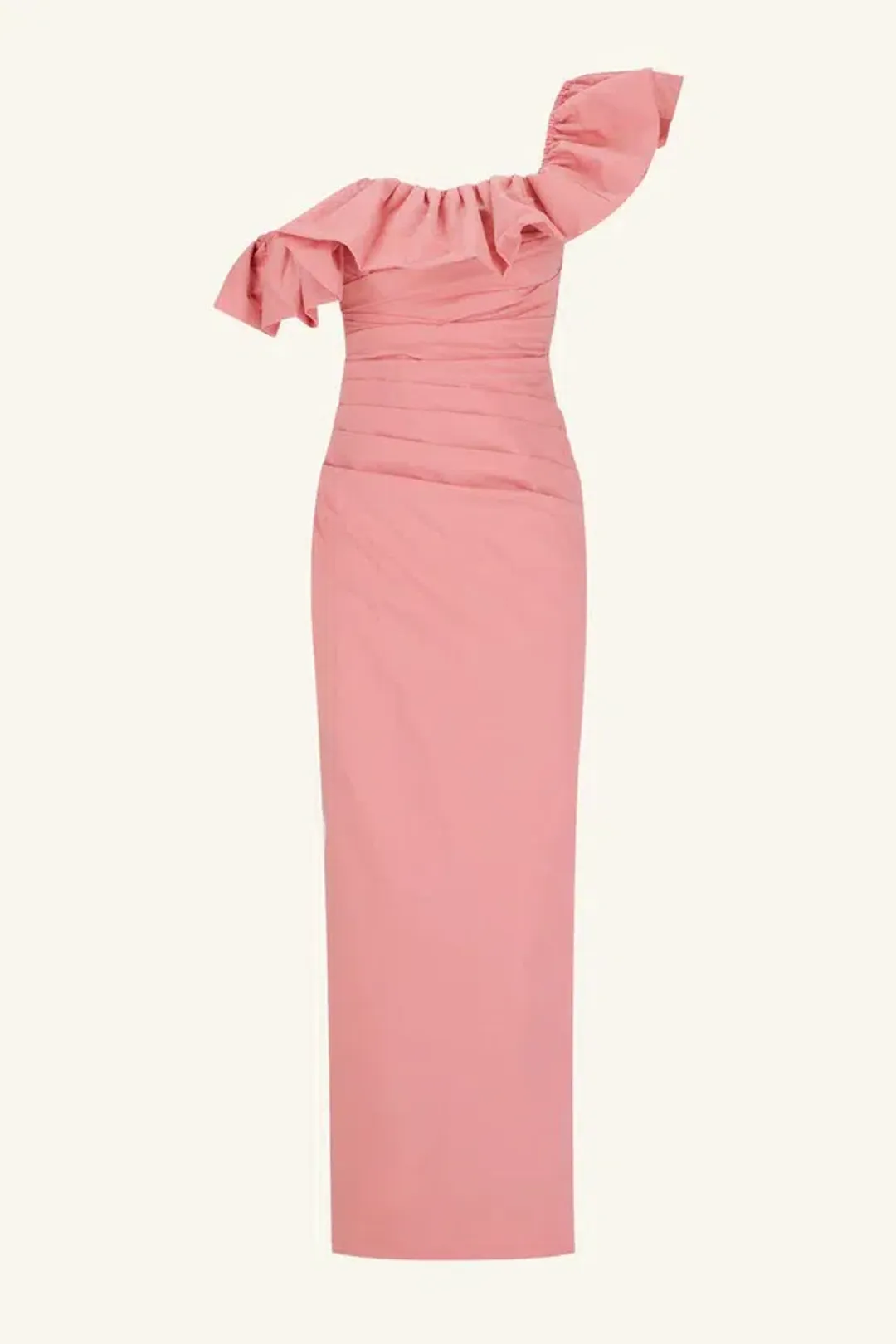 Shona Joy Campbell Ruffle Draped Maxi Dress Bubblegum Size 12 for rent on The Volte - main image