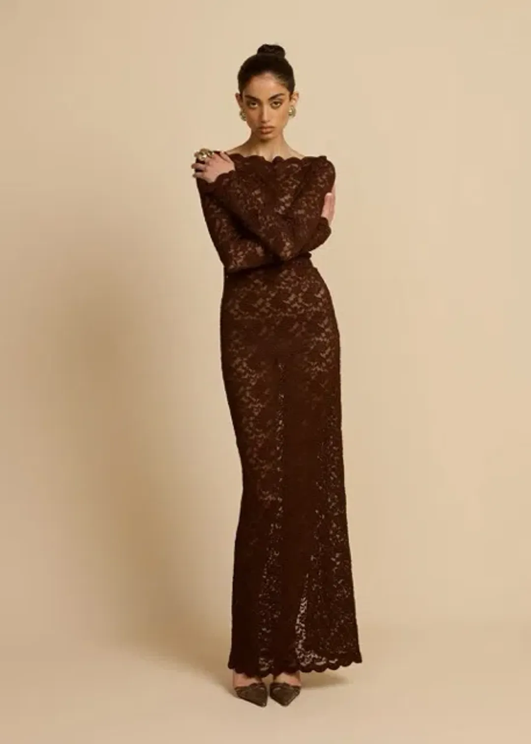 Arcina Ori Monet Maxi Dress Chocolate Brown Size M AU 10  for rent on The Volte - main image