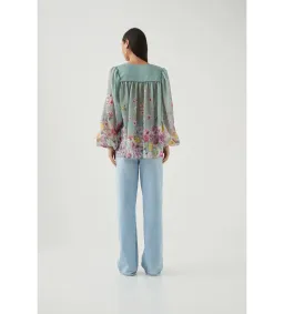 Aje Dreamscape Blouse Mist Collage Floral for rent on The Volte - image 4