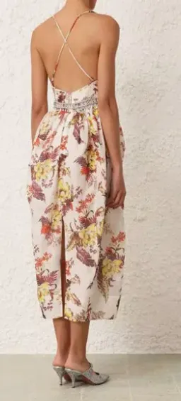 Zimmermann Matchmaker Tulip Linen Silk Blend Floral Midi Dress Size 1 for rent on The Volte - image 2