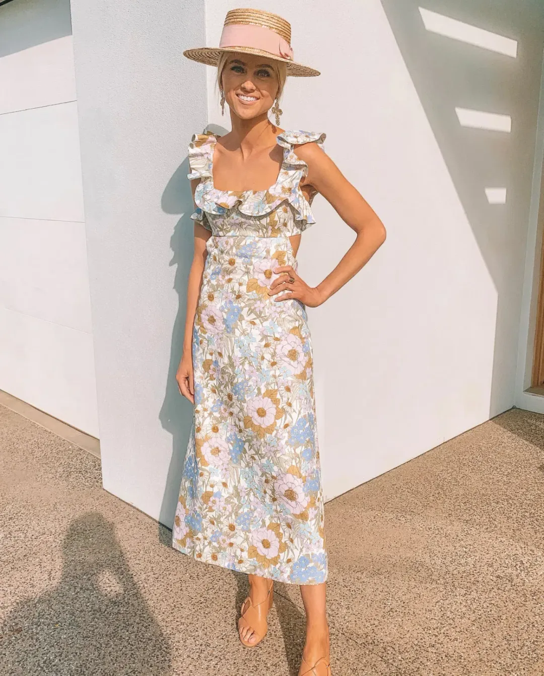 Super Eight frilled midi dress for rent on The Volte - main image