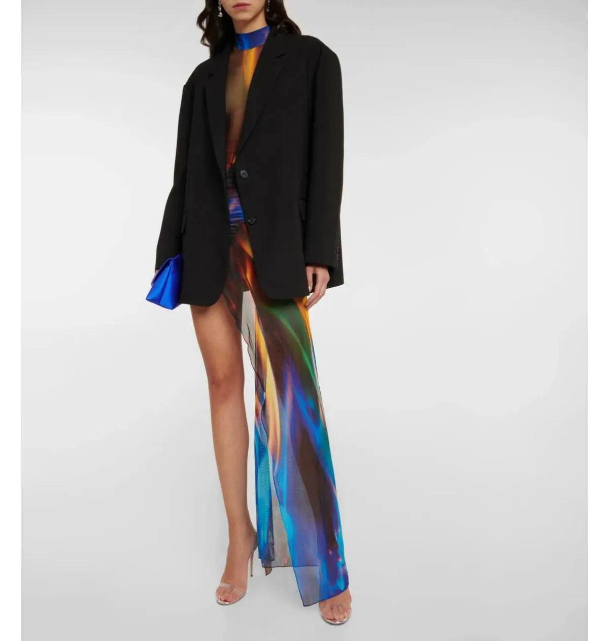 David Koma Draped Sheer Mesh Mini Dress Print Size 6 for rent on The Volte - main image