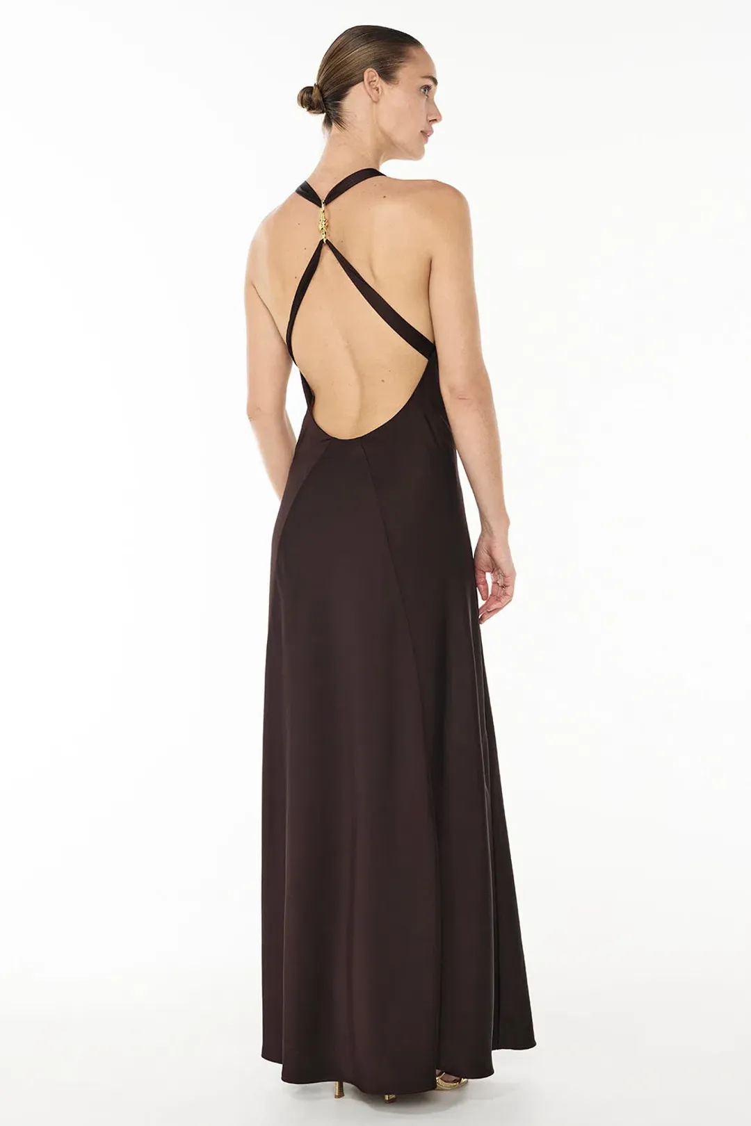 Manning Cartell Charmed Cowl Slip Maxi Dress in Dark Chocolate Brown Size AU 4 for rent on The Volte - main image