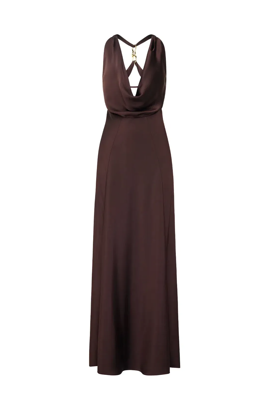 Manning Cartell Charmed Cowl Slip Maxi Dress in Dark Chocolate Brown Size AU 4 for rent on The Volte - main image