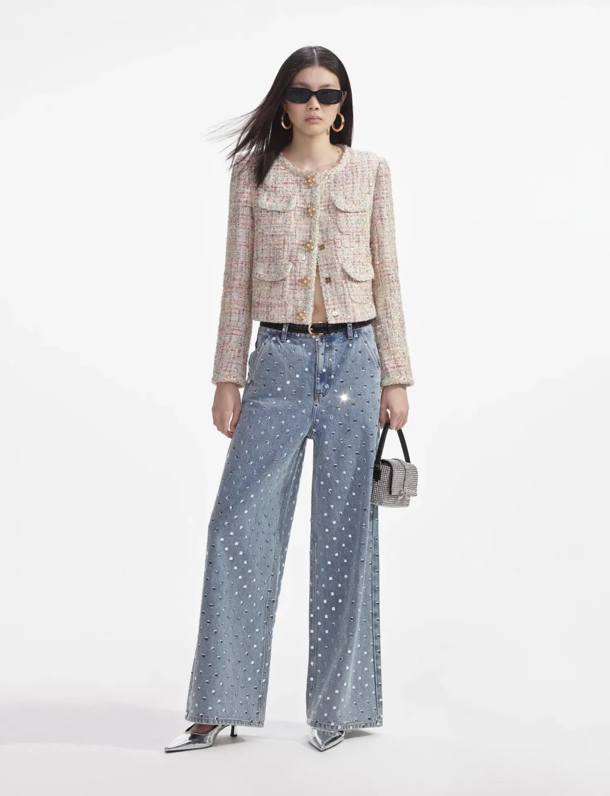 Self Portrait Pastel Boucle Boxy Jacket Multi Size UK / AU 4 for rent on The Volte - main image