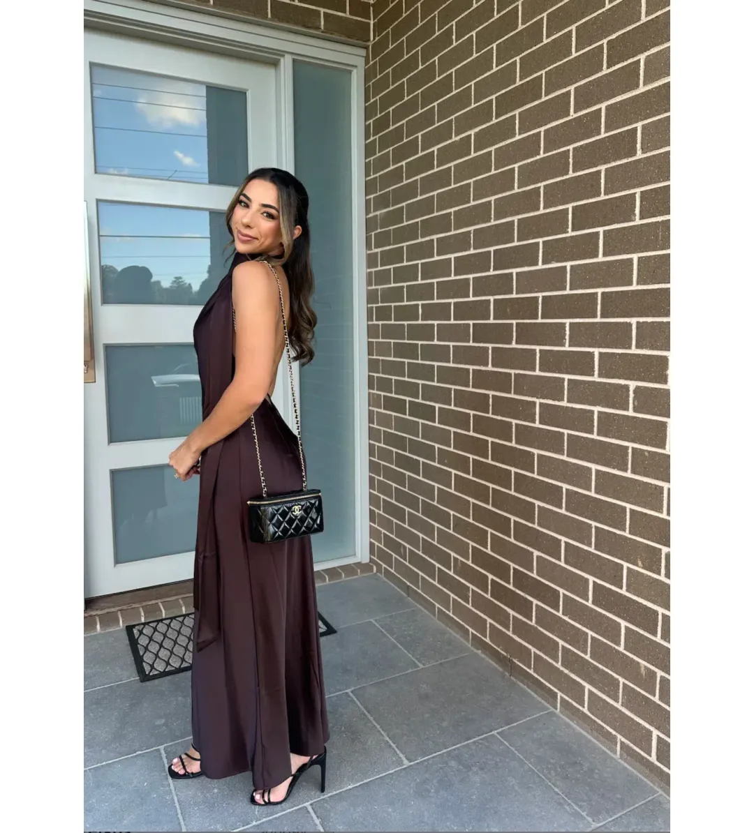 Significant Other Adriana Halter Gown Chocolate Size 6 for rent on The Volte - main image