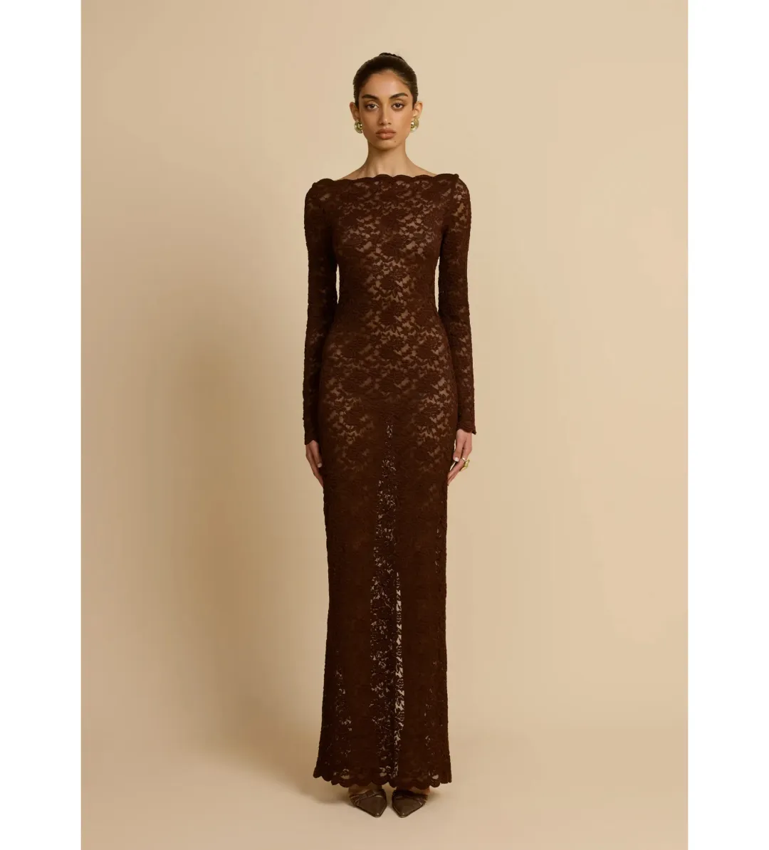 Arcina Ori Monet Maxi Dress in Brown Size 12 for rent on The Volte - main image