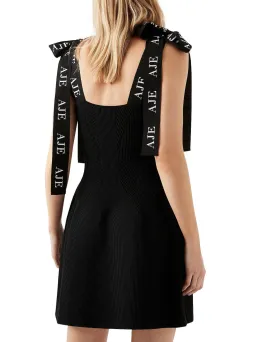Aje Amber Knit Tie Shoulder Mini Dress in Black Size 6 for rent on The Volte - image 4