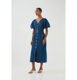 Aje Harper Midi Dress Denim Size 10/M for rent on The Volte - image 2