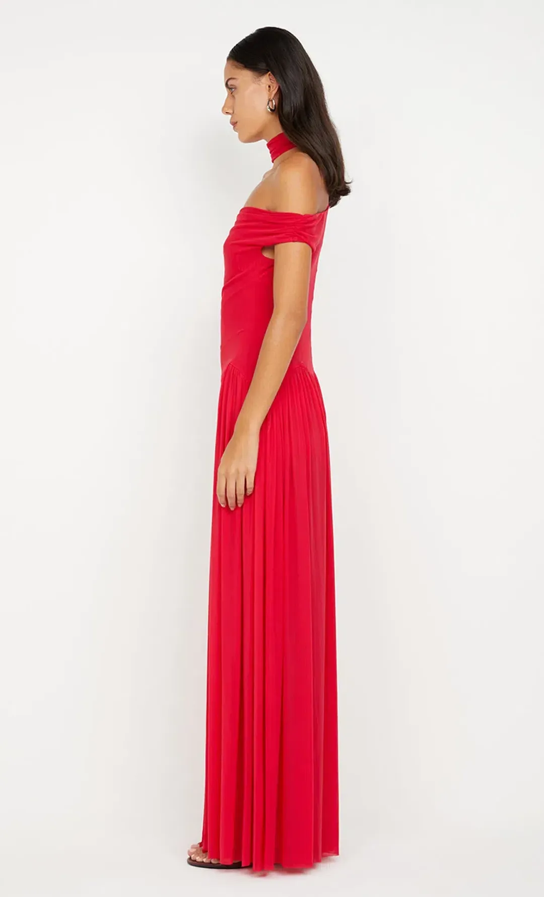 Bec & Bridge Deija Offshoulder Maxi Dress Strawberry Size 12 for rent on The Volte - main image