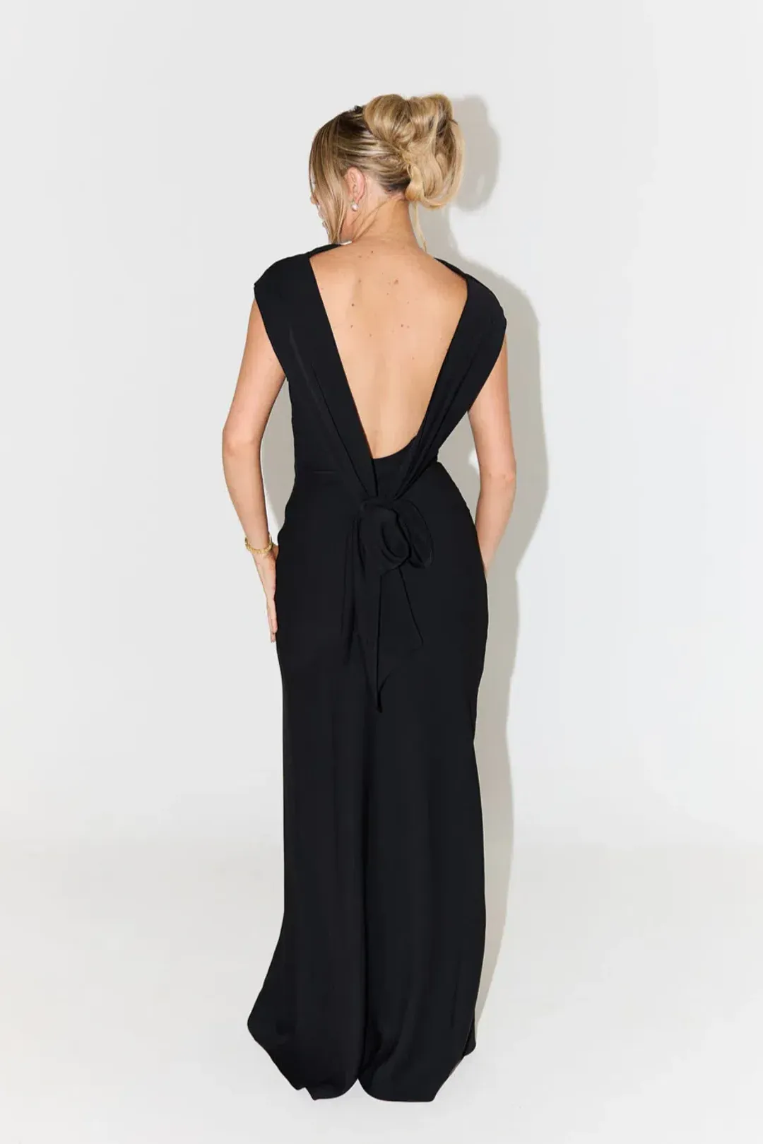 Odd Muse The Ultimate Muse Drape Back Maxi Dress in Black Size 10 for rent on The Volte - main image