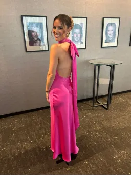 MISHA Evianna Satin Gown Maxi Hot Pink Size 8/S for rent on The Volte - image 4