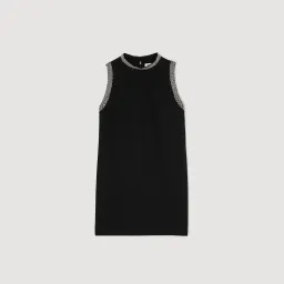 Sandro Rhinestone Embellished Mini Dress Black Size AU 12 for rent on The Volte - image 5