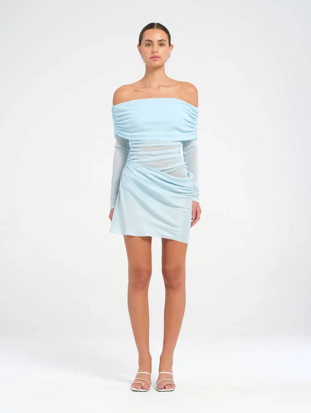 BENNI Luca Mini Dress in Ice Blue Size 8 / AU 8 for rent on The Volte - main image