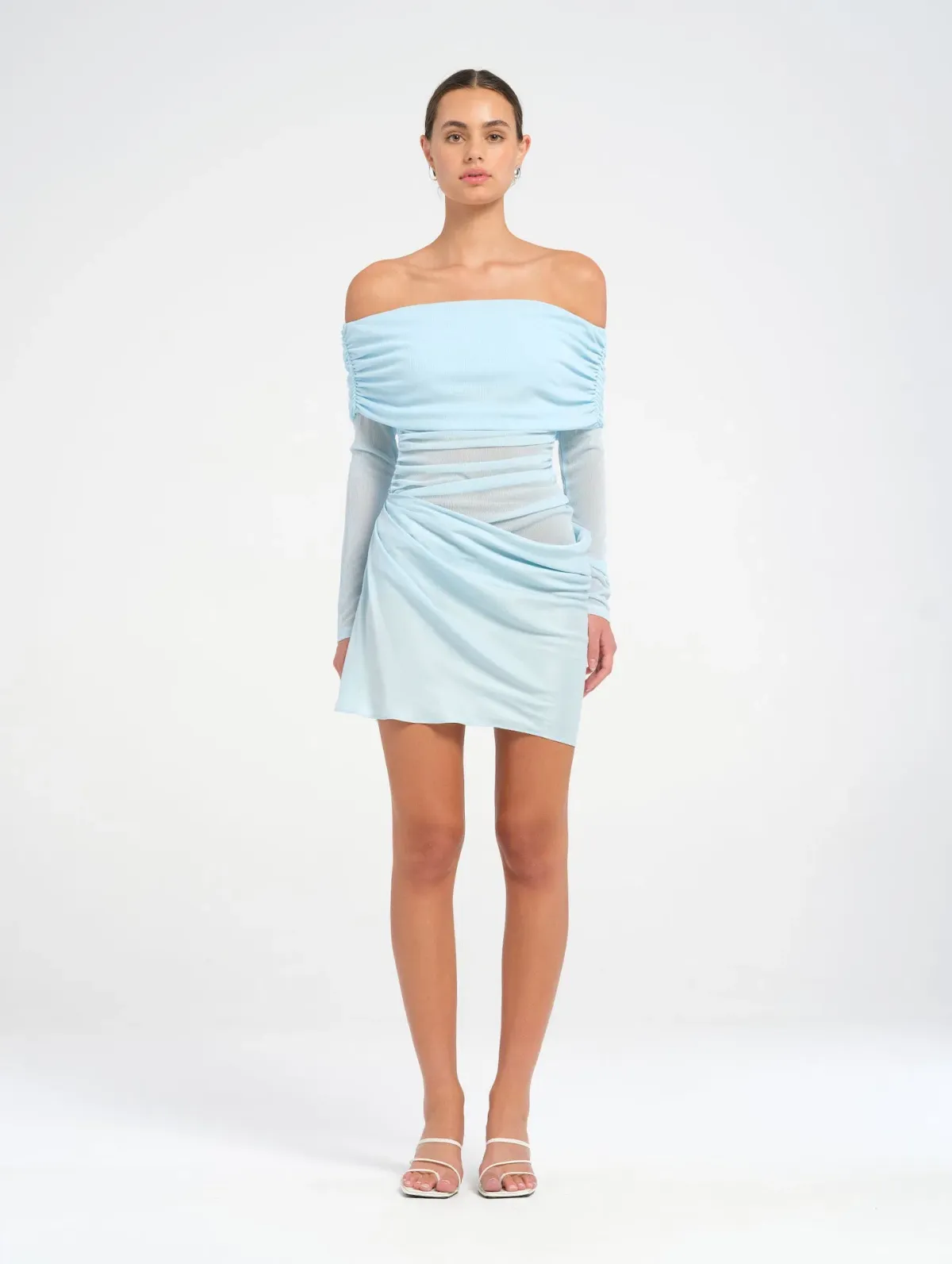 BENNI Luca Mini Dress in Ice Blue Size 8 / AU 8 for rent on The Volte - main image