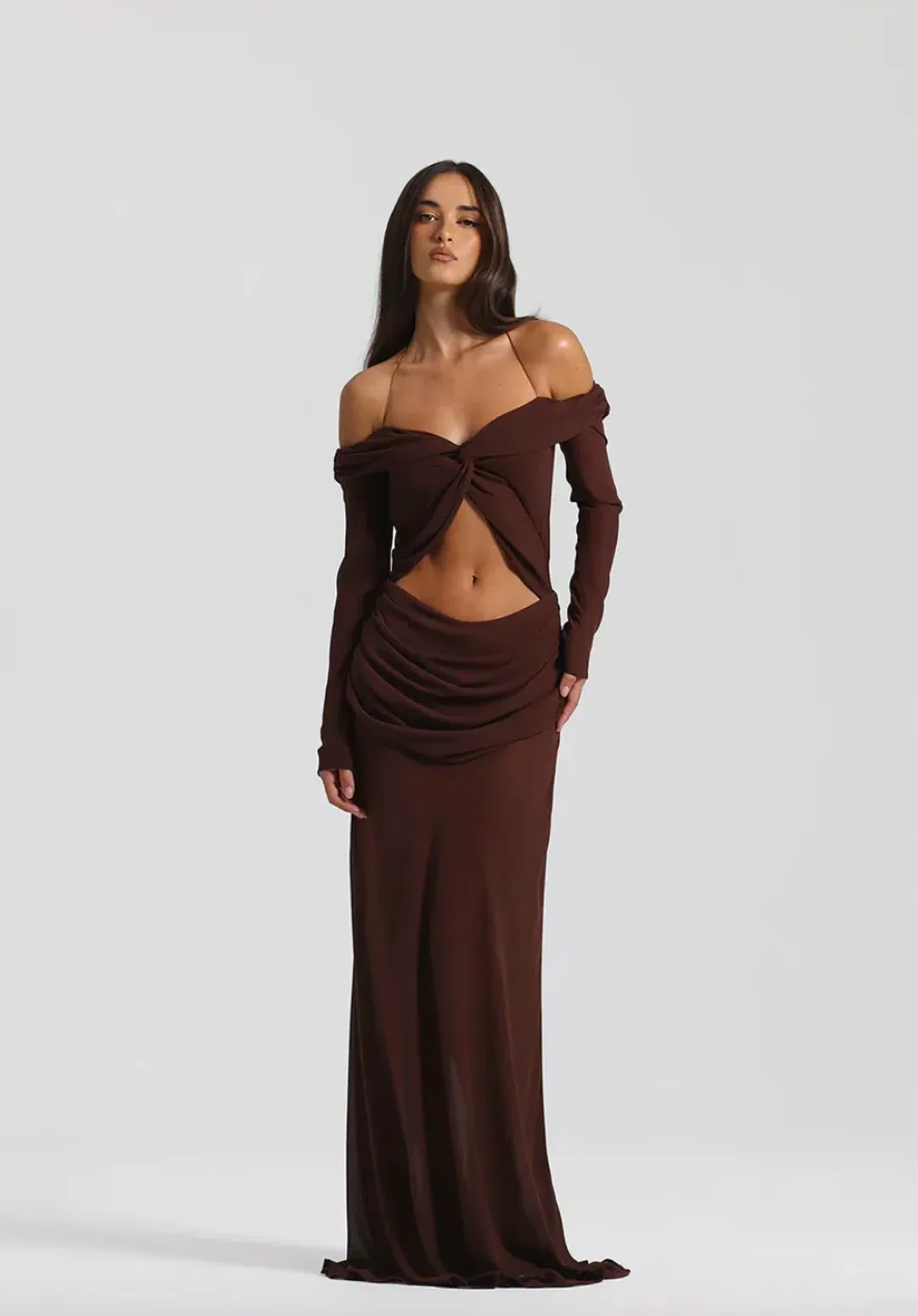 Natalie Rolt Emily Gown in Brown Size 8  for rent on The Volte - main image