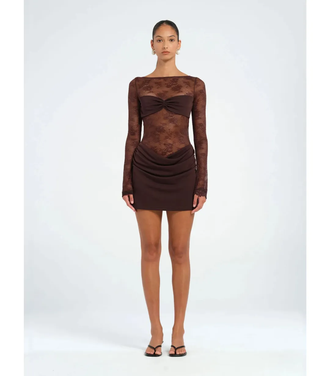 Benni Oskar Mini Dress Brown Size AU 8 for rent on The Volte - main image
