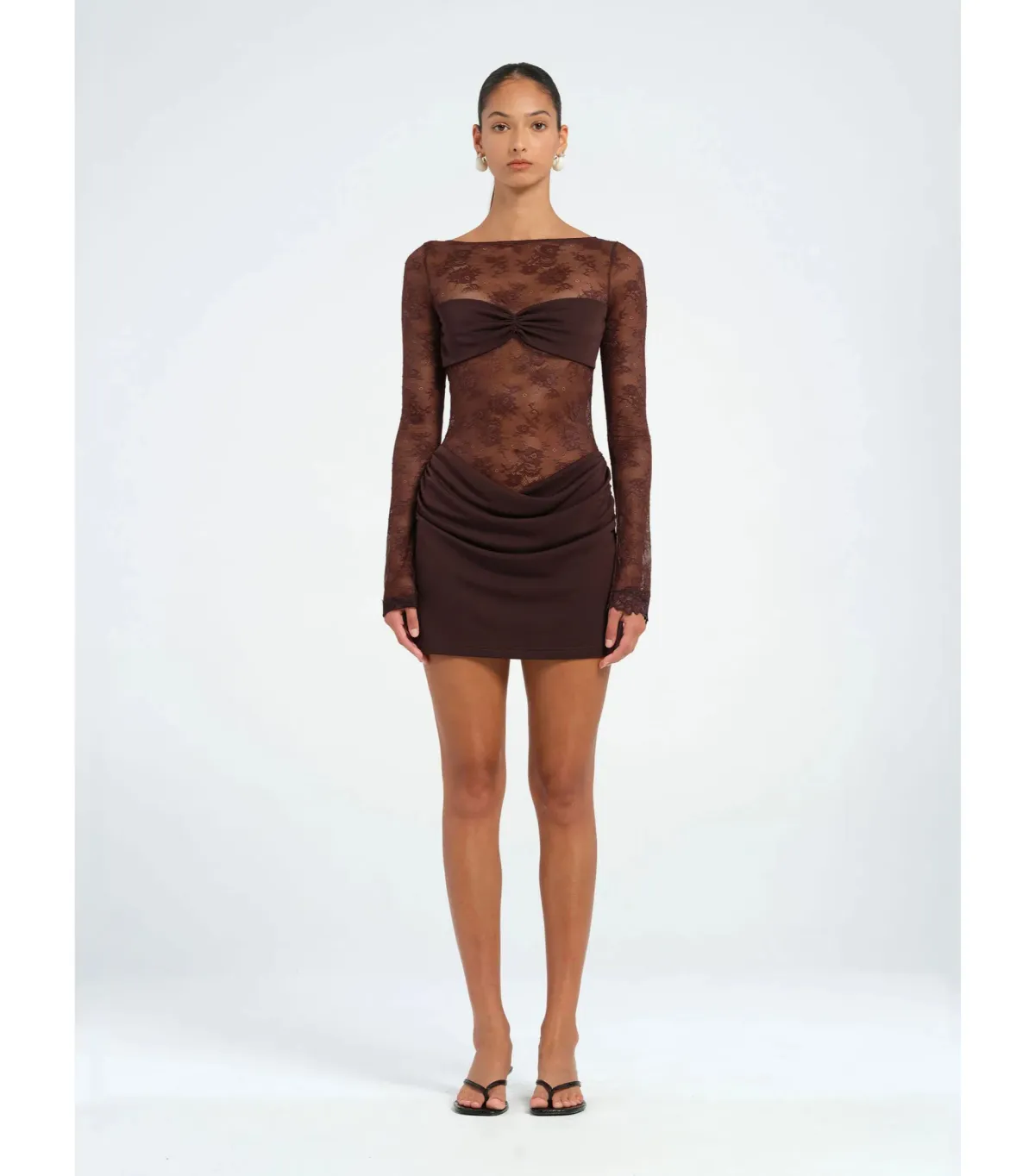 Benni Oskar Mini Dress Brown Size AU 8 for rent on The Volte - main image