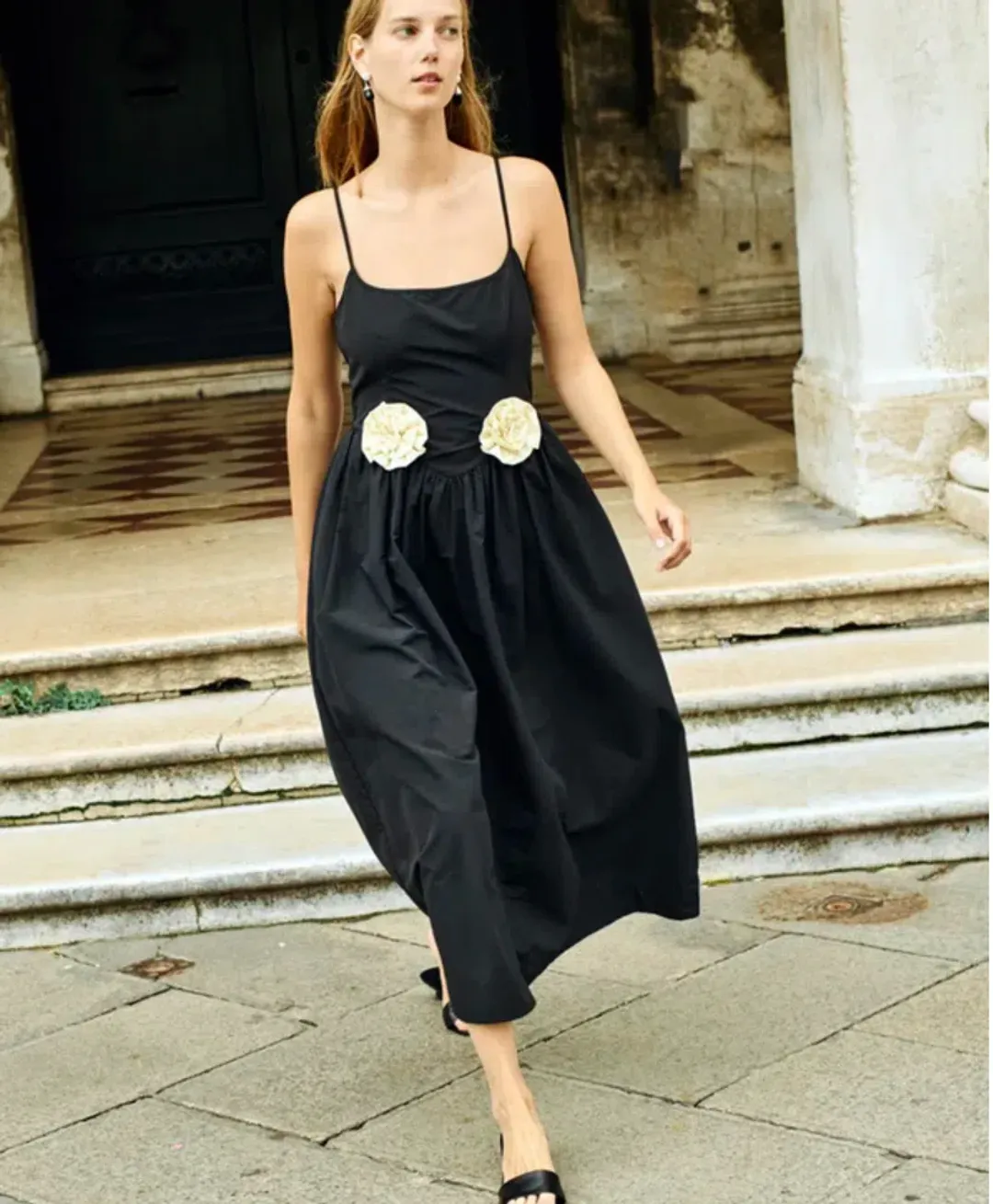 Ciao Lucia Neroni Midi Dress in Black Rosette Size S / AU 8 for rent on The Volte - main image