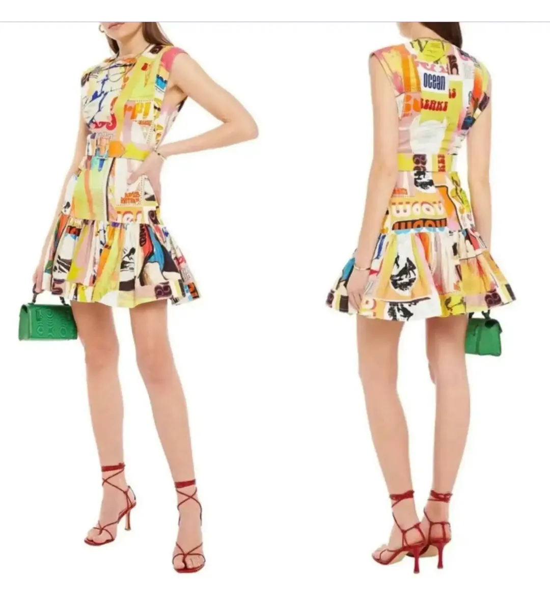 Zimmermann Brightside Fluted Mini Dress Multi Print Size 3/AU 14 for rent on The Volte - main image