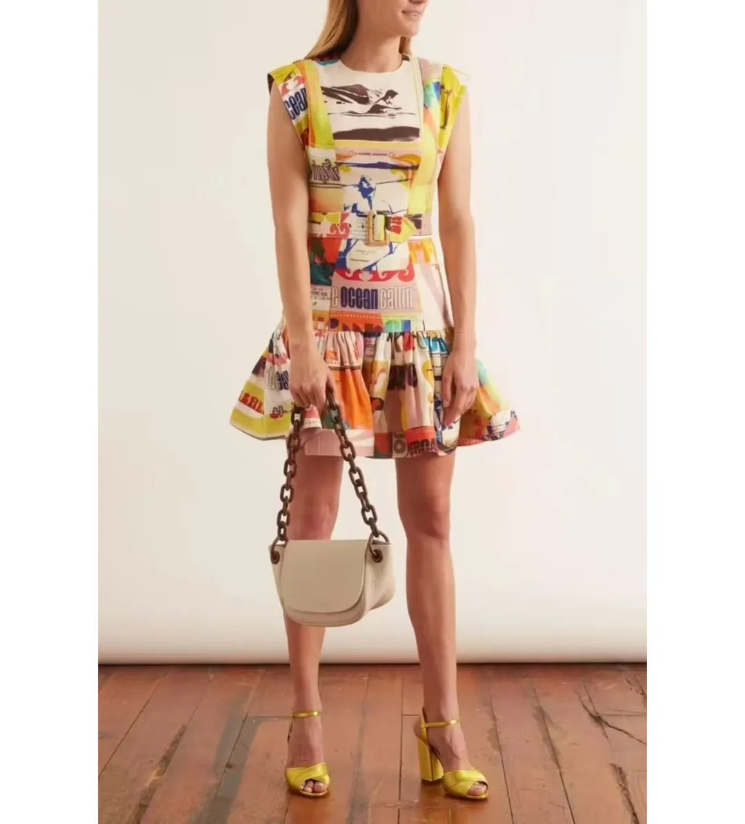 Zimmermann Brightside Fluted Mini Dress Multi Print Size 3/AU 14 for rent on The Volte - main image