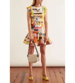 Zimmermann Brightside Fluted Mini Dress Multi Print Size 3/AU 14 for rent on The Volte - image 2