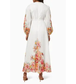 Zimmermann Mae Floral White Linen Midi Dress Size 2 AU 12 for rent on The Volte - image 3