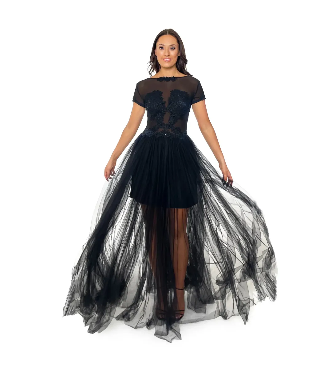 Jonte Illusion Lace Gown Black Size AU 10 for rent on The Volte - main image