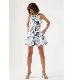 Aje Voyage Braided Cut Out Mini Dress Floral Print Size AU 12 for rent on The Volte - image 1