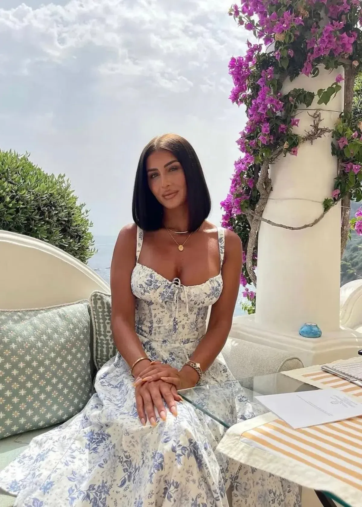 House of CB Carmen Midi Blue Print Bustier Size XS for rent on The Volte - main image