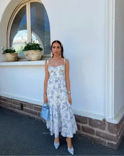 House of CB Carmen Midi Blue Print Bustier Size XS for rent on The Volte - image 2