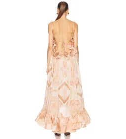 Zimmermann Illuminate Flounce Midi Gown in Guava Agate Size 6 for rent on The Volte - image 3
