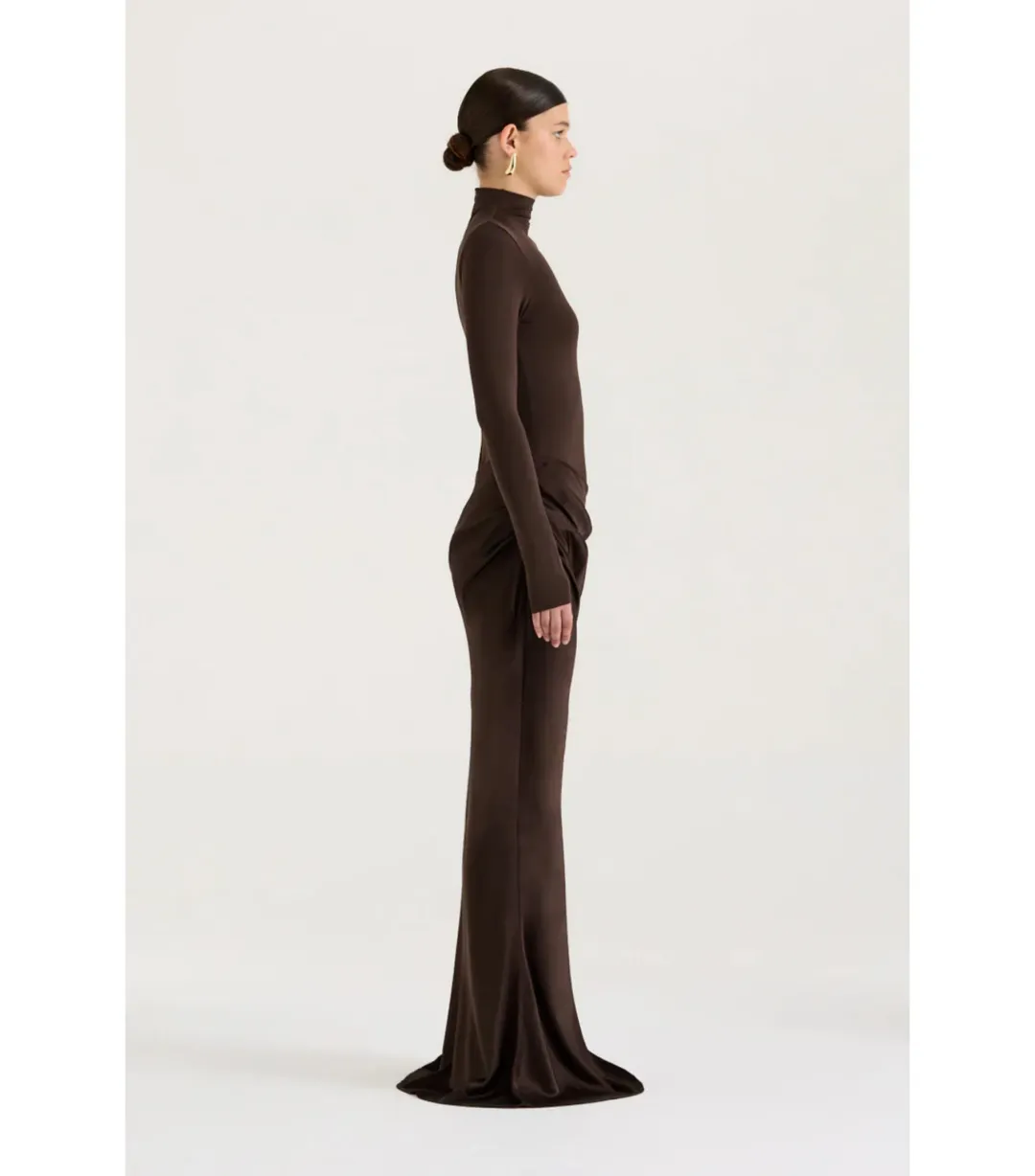 Henne Soraia Long Sleeve Maxi Dress Chocolate Size S / AU 8 for rent on The Volte - main image