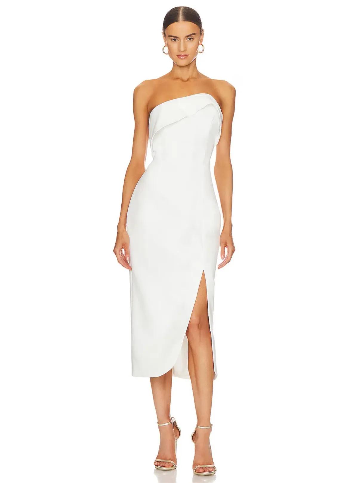 Elliatt Agatha Midi Dress in Ivory White Size 12 for rent on The Volte - main image