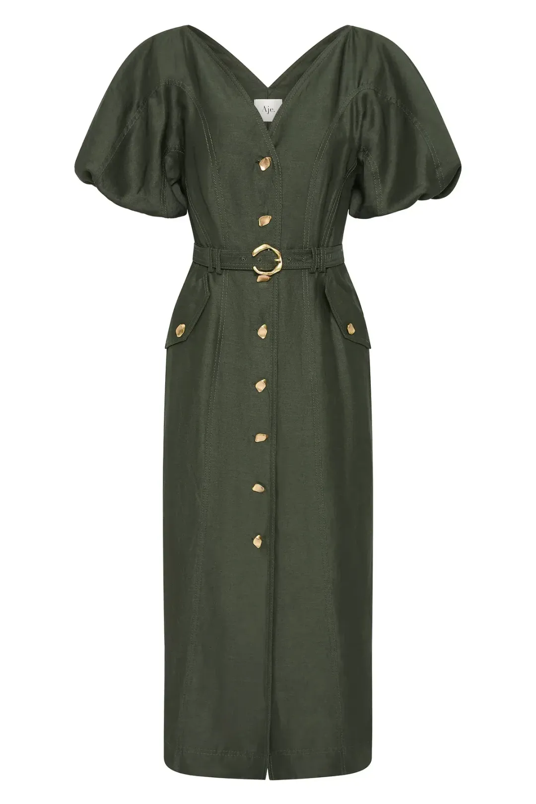 Aje Paloma Utility Midi Dress Midnight Green Size AU 10 for rent on The Volte - main image