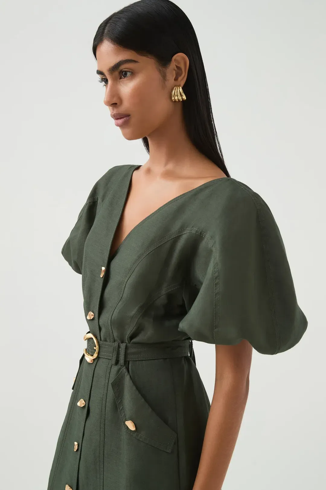 Aje Paloma Utility Midi Dress Midnight Green Size AU 10 for rent on The Volte - main image