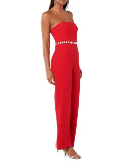 Forever New Ari Embellished Jumpsuit in Red Size 10/M for rent on The Volte - image 2
