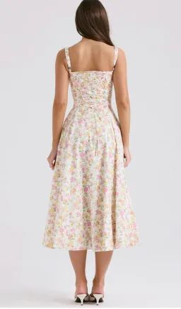 House of CB Carmen Floral Bustier Midi Sundress in  Ivory Meadow Size M/ AU 10 for rent on The Volte - image 2
