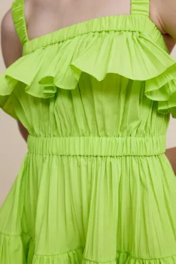 Acler Ramona Mini Dress Lime Green Size 6 for rent on The Volte - image 3