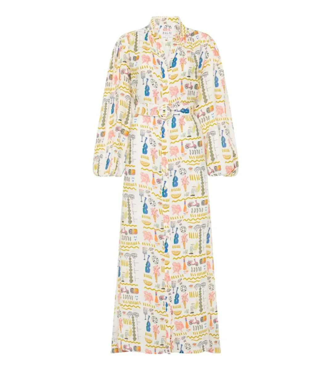 Palm Noosa Noddy Maxi Dress Verano White Print Size AU 10  for rent on The Volte - main image