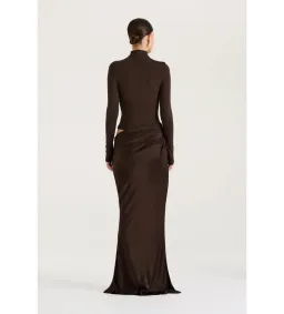 Henne Soraia Long Sleeve Maxi Dress Chocolate Size 6 for rent on The Volte - image 8
