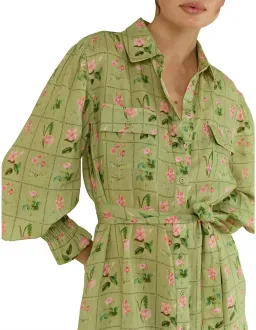 Palm Noosa Marigold Midi Dress Green Floral Tile Size 10 for rent on The Volte - image 4