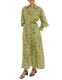 Palm Noosa Marigold Midi Dress Green Floral Tile Size 10 for rent on The Volte - image 2