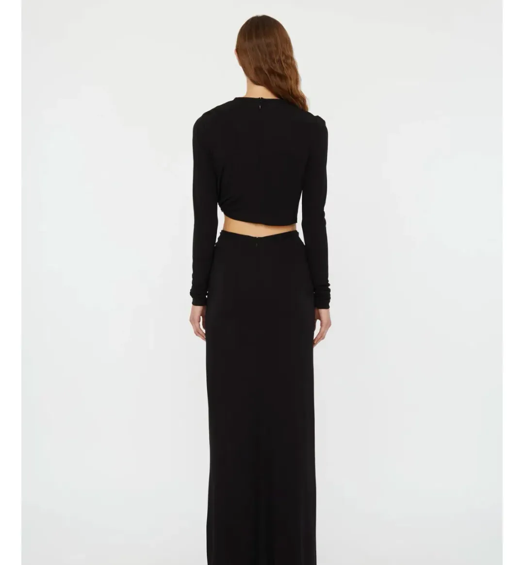 Christopher Esber Bezel Quartz Ruched Long Sleeve Top Black Size 12 for rent on The Volte - main image