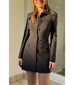 Odd Muse The Ultimate Muse Structured Button Mini Dress Black Size AU 6  for rent on The Volte - image 2