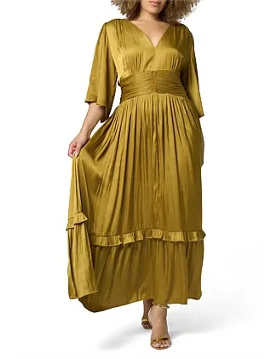 Curve Project Pink Dusk - Work It Maxi Dress Antique Gold Size 16 for rent on The Volte - main image