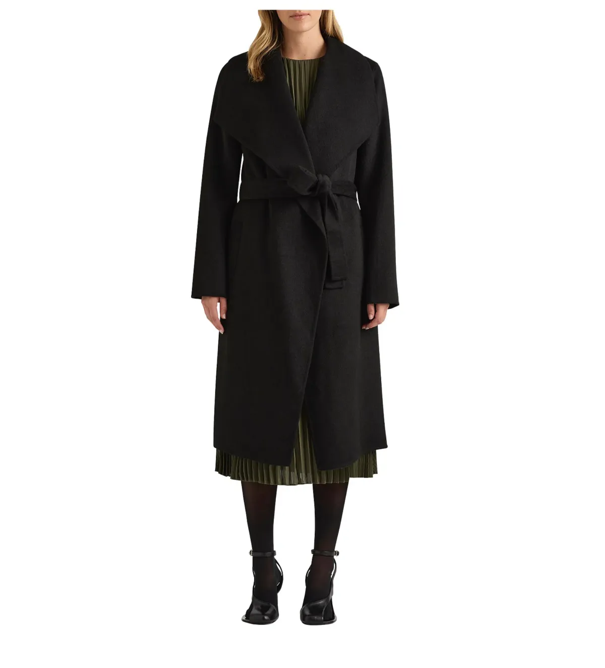 David Lawrence Domenic Double Faced Wool Coat Black Size 12 for rent on The Volte - main image