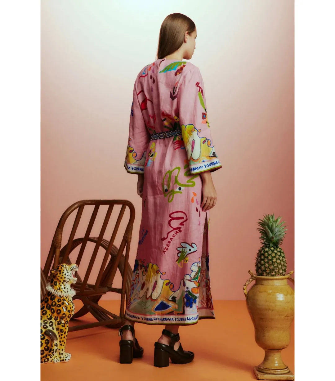 Alemais La Charrasca Midi Dress Pink Print Size AU 12 for rent on The Volte - main image