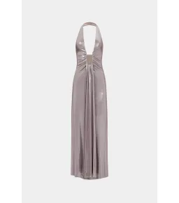 Misha The Jennifer Foil Jersey Maxi Dress in Cinder Size AU 8 for rent on The Volte - image 3